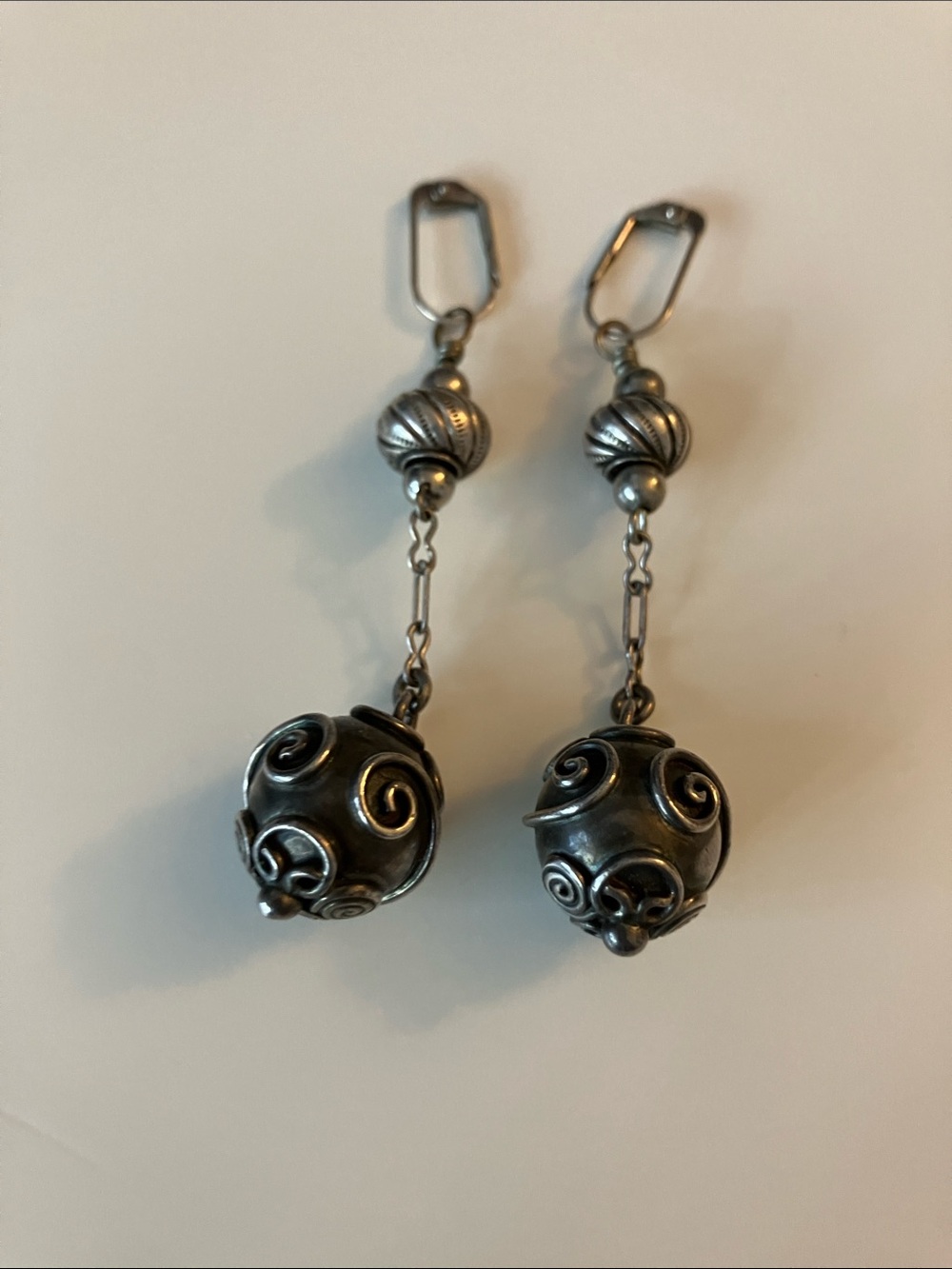 Sterling Bali Swirl Drop Earrings on Chain